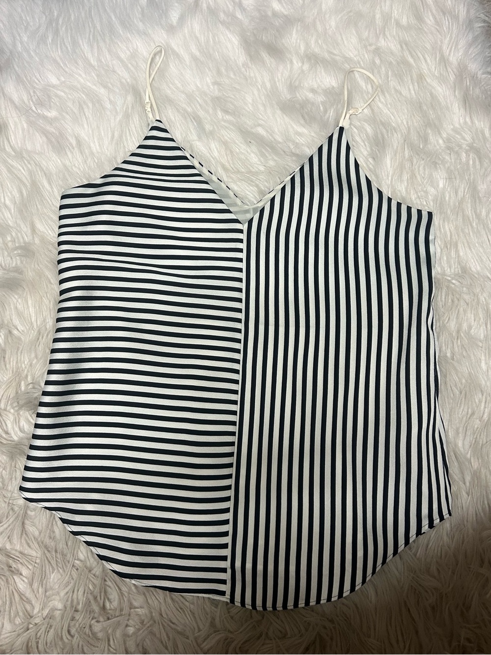 NWOT Express Silky Black & White Striped V‑Neck Cami